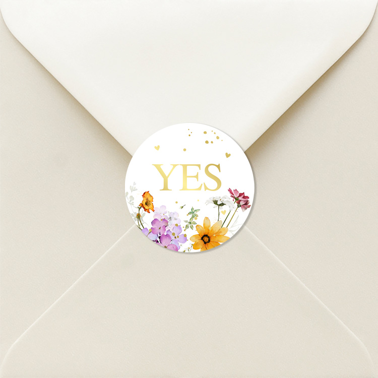 Sluitzegels huwelijk bloemen paars goudfolie