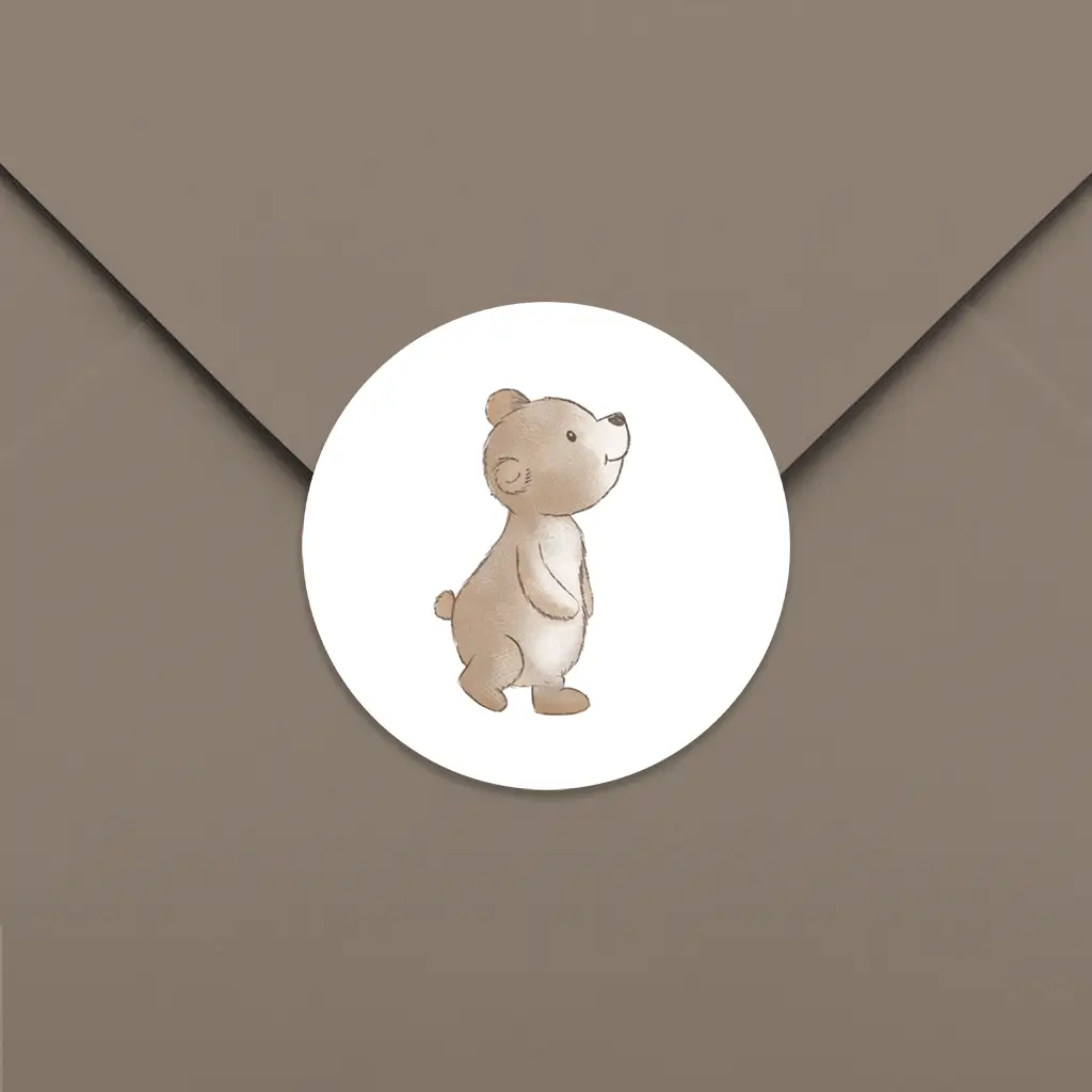 Sluitsticker met illustratie beertje - per 25 stuks