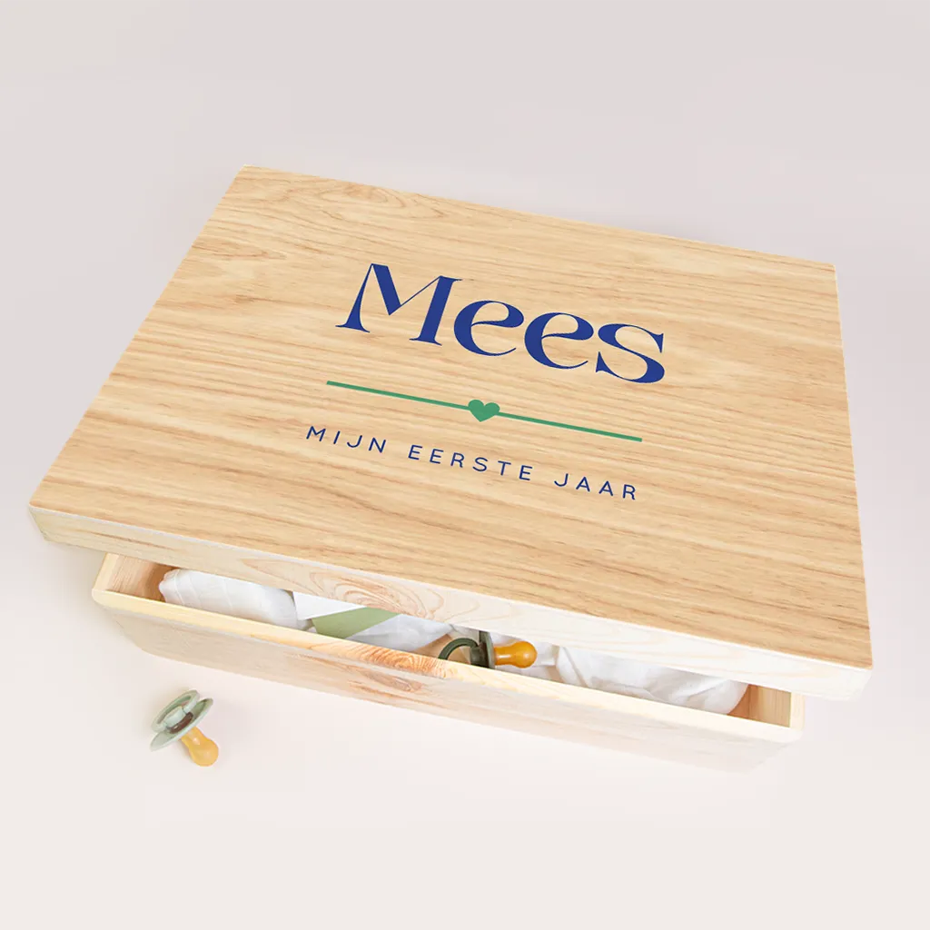 Memorybox baby colorblocking groen met blauw en hartje