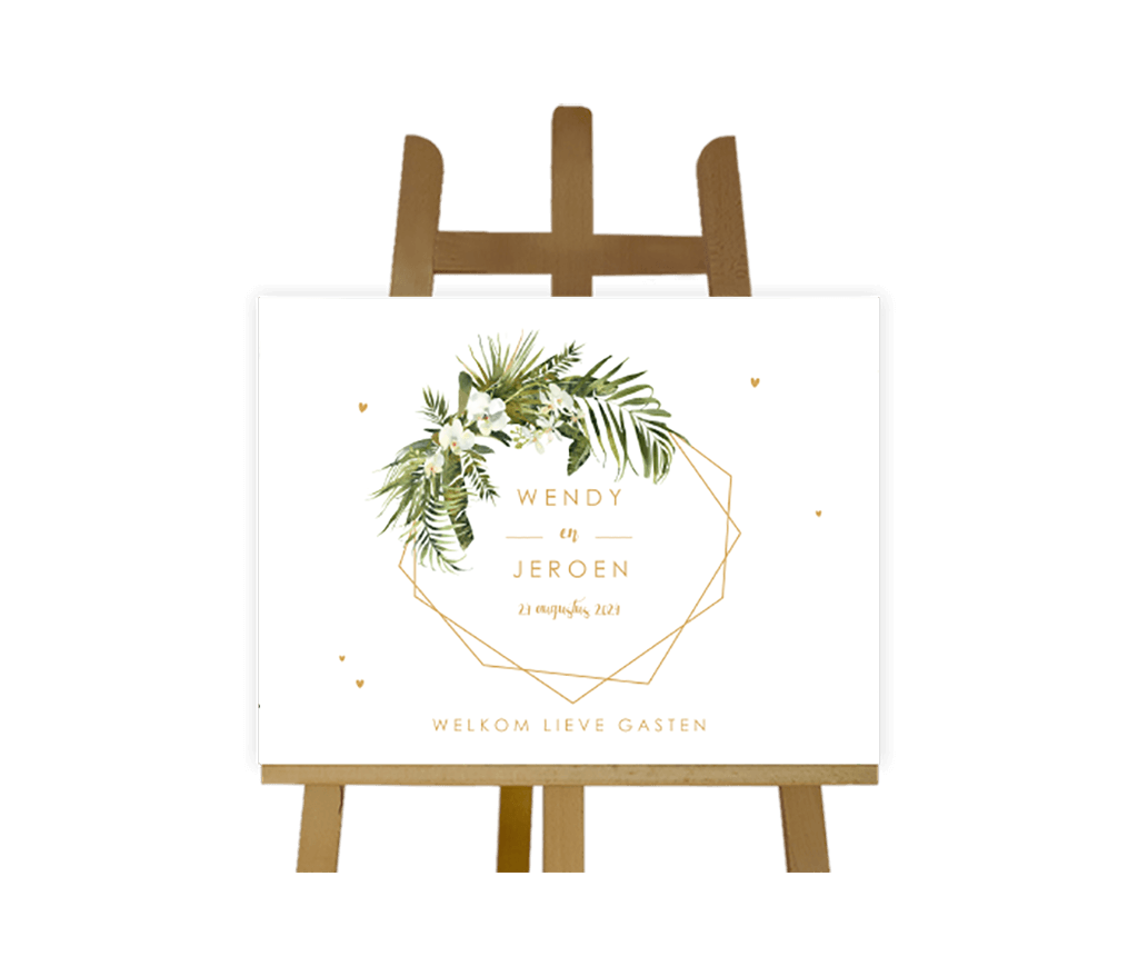 Bruiloftsbord met orchidee en gouden vormen