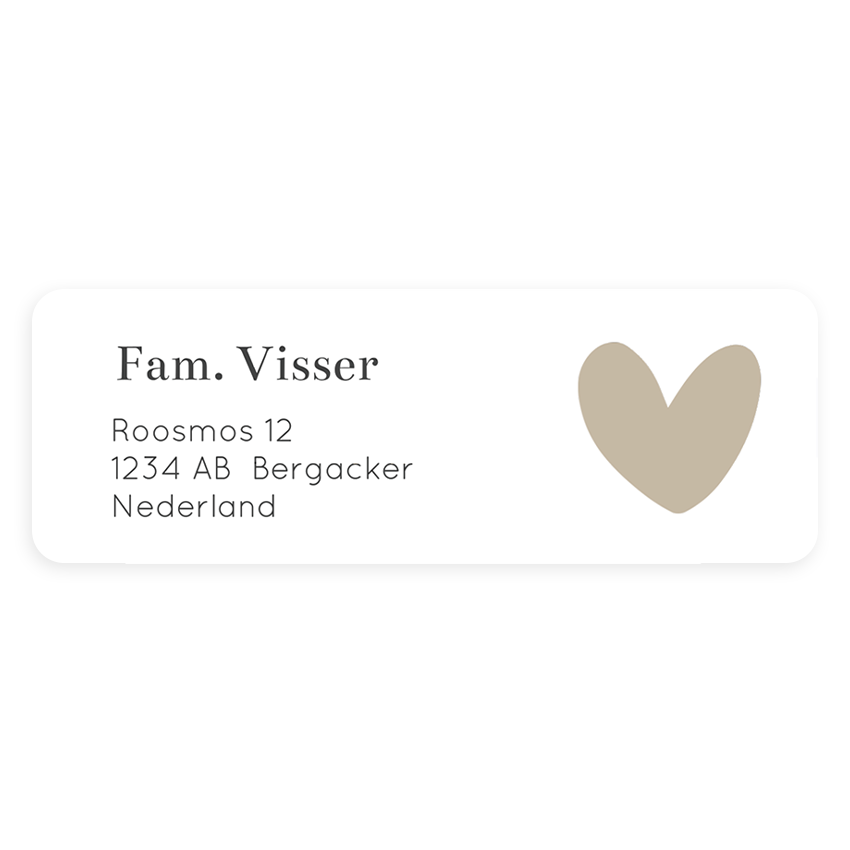 Adresstickers 14 stuks | Beige hartje