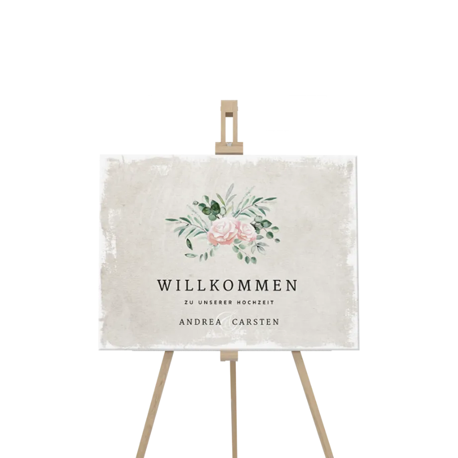 Willkommensschild vintage Blumen