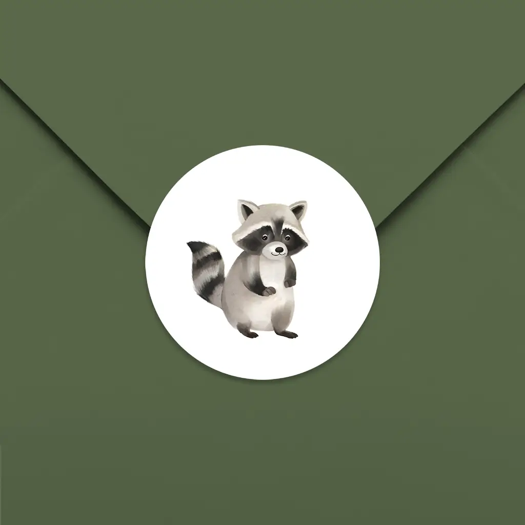 Sluitsticker met lieve wasbeer - per 25 stuks