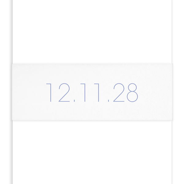 Wikkel met trouwdatum in paars op kalkpapier