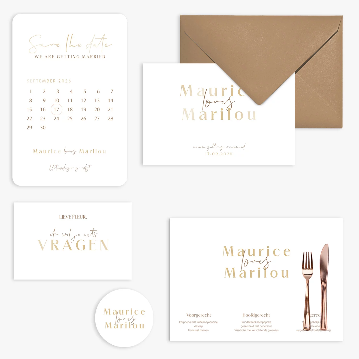 doorlink trouwkaarten set clean hoogglans