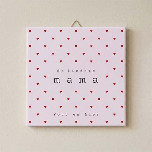 Tegel de liefste mama lila rode hartjes