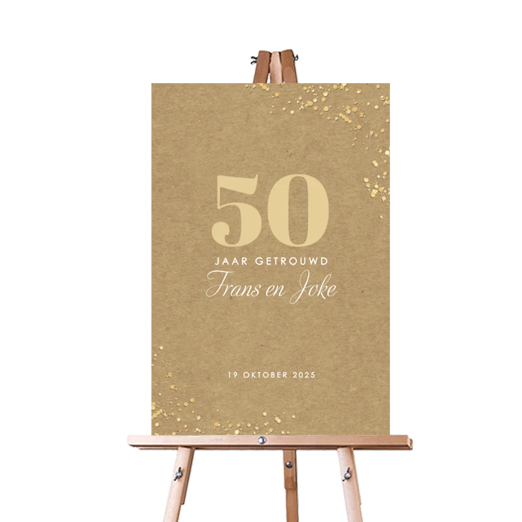 Stijlvol welkomstbord voor huwelijksjubileum met water color