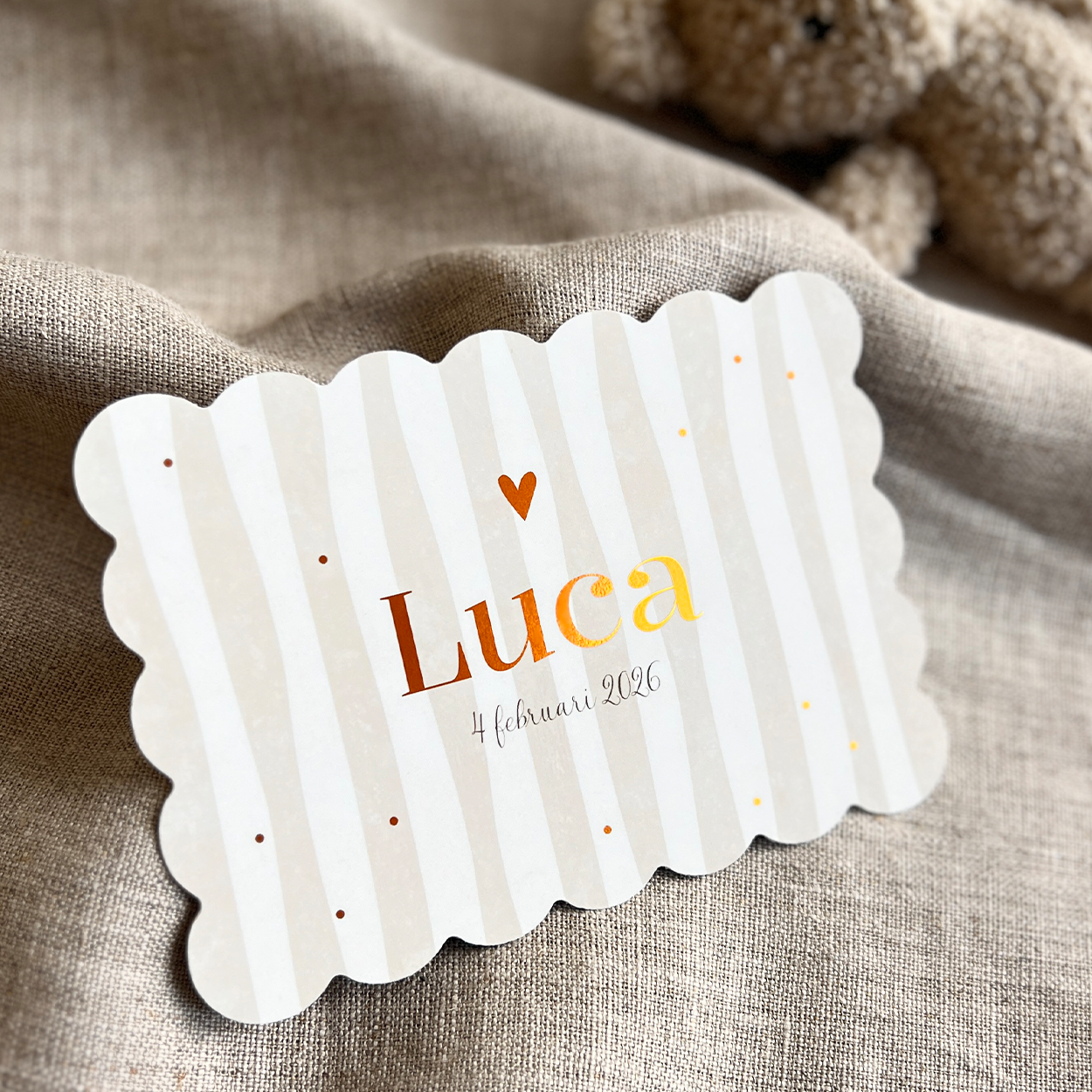 Geboortekaartje Jongen Cookie Streepjes Stippen