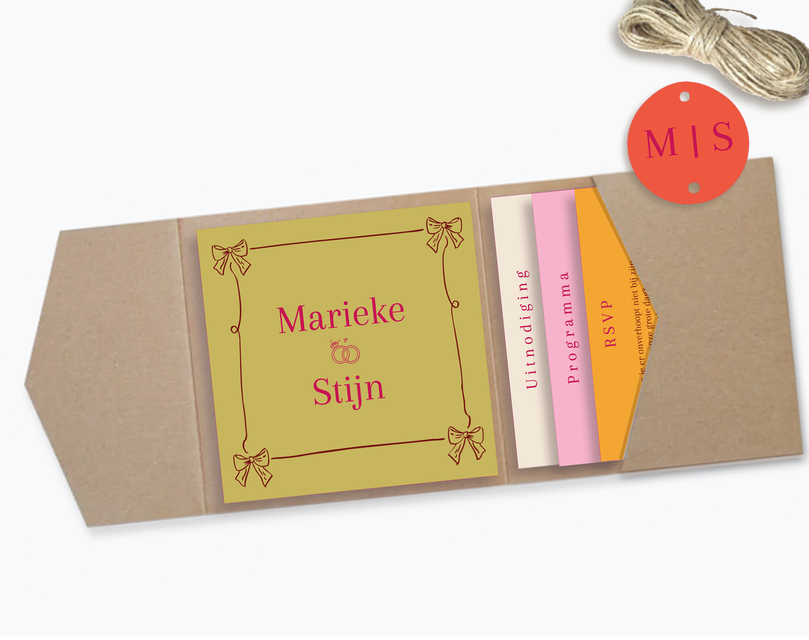 Pocketfoldset vierkant met teksten en kleur