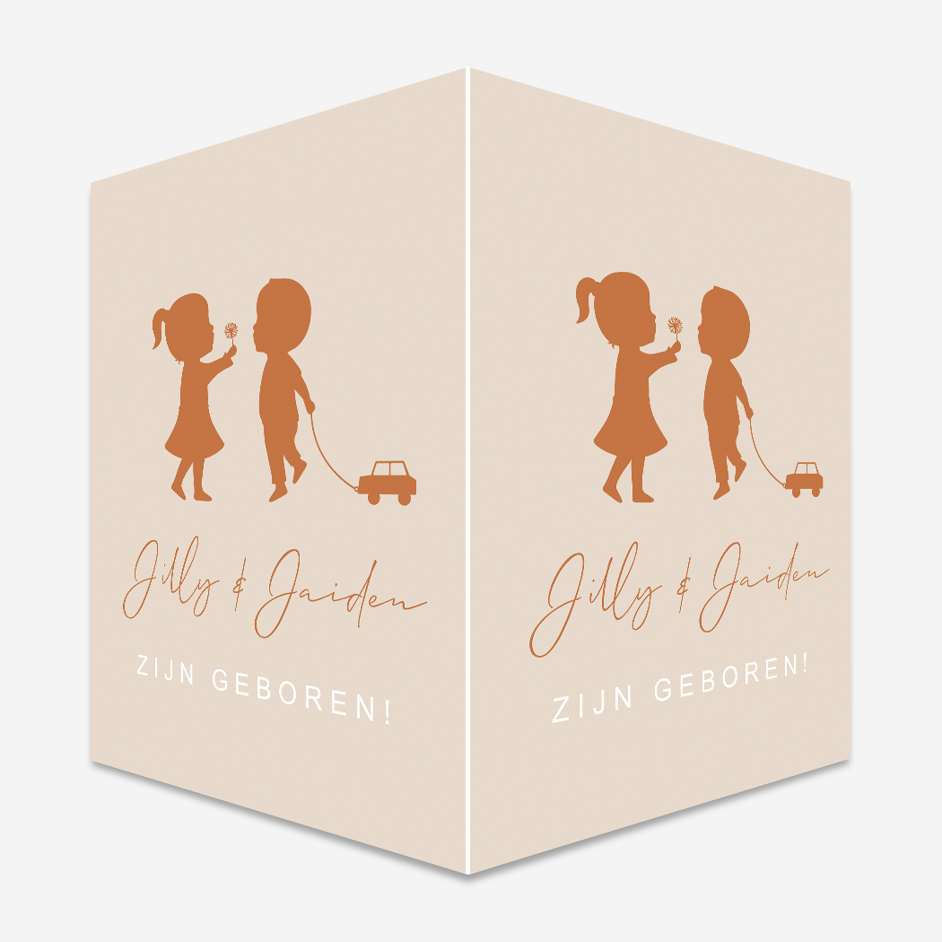 Raambord Geboortebord Silhouet Tweeling