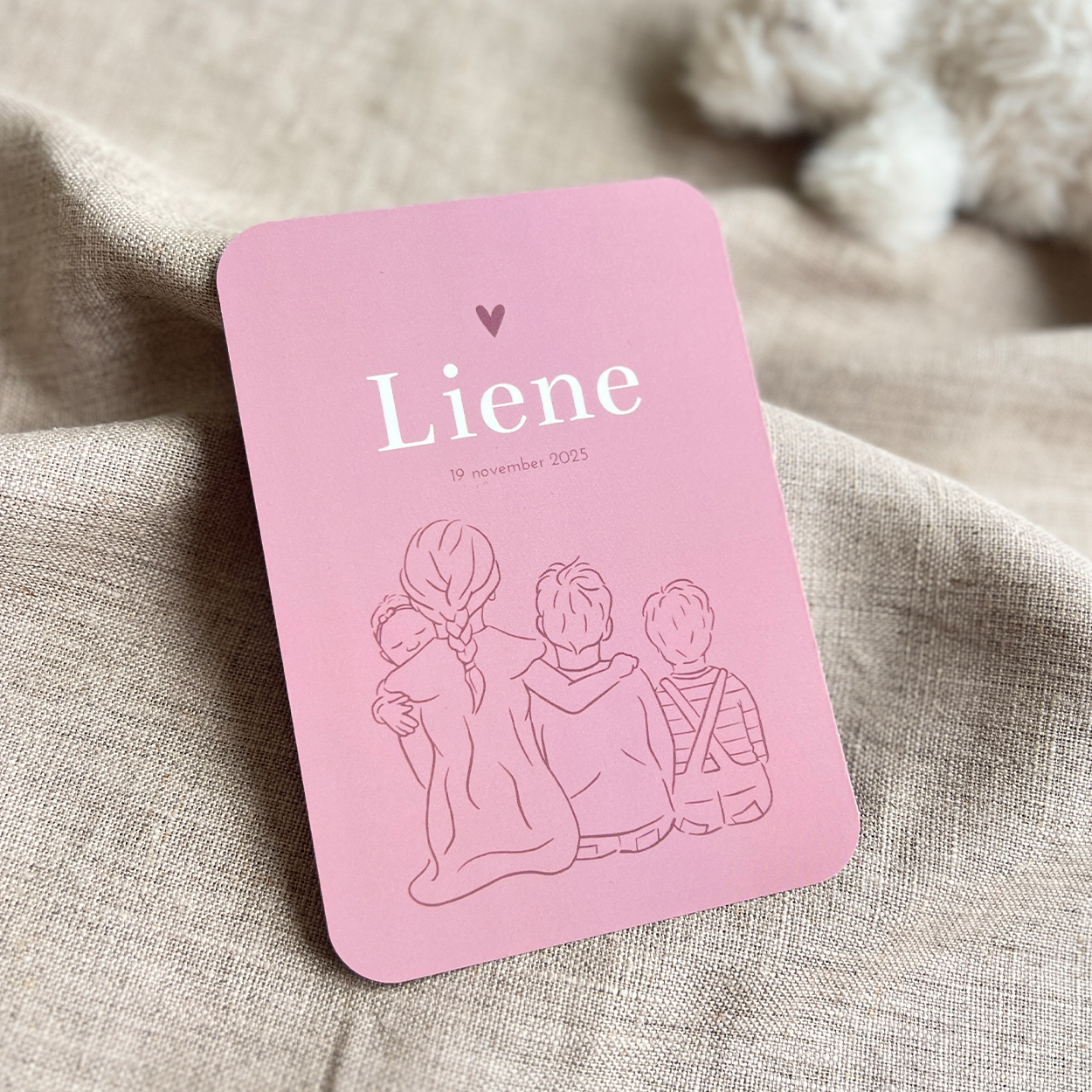 Geboortekaartje Meisje Roze Lijntekening