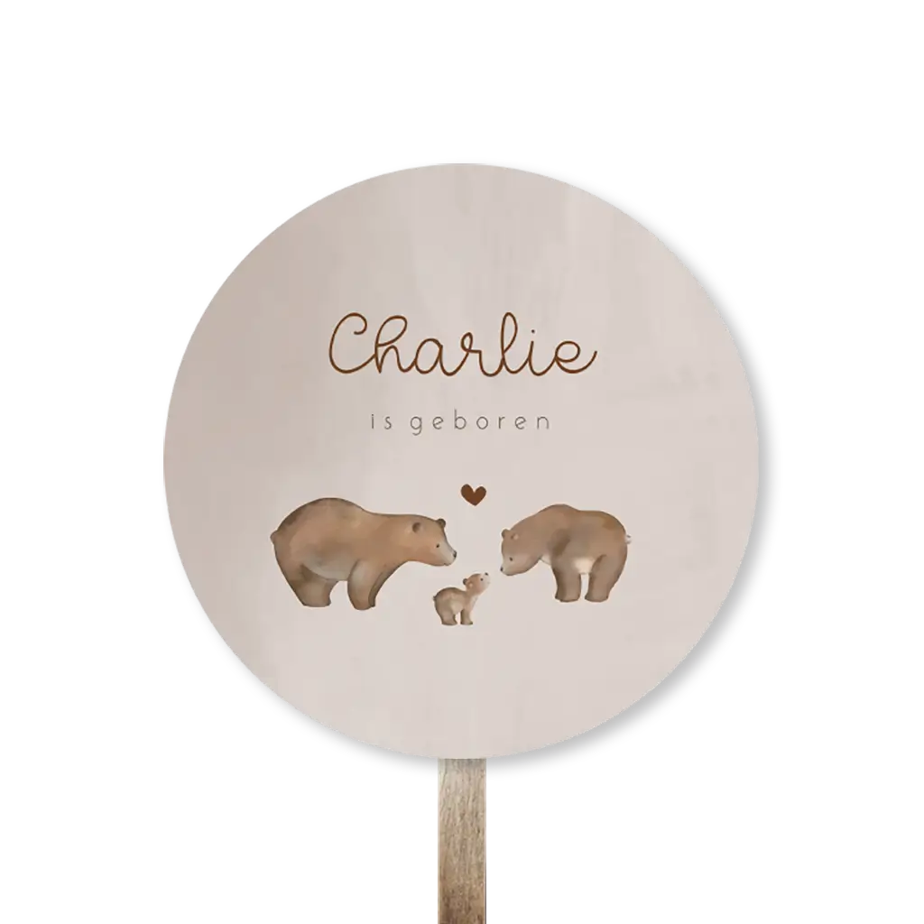 Tuinbord rond bruin met beren familie