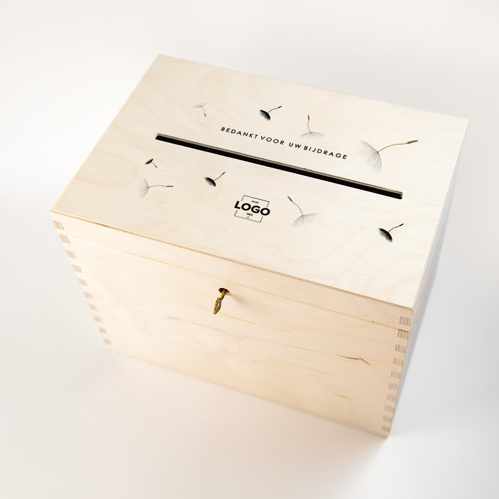 Collectekist met paardenbloempluisje - voeg logo toe