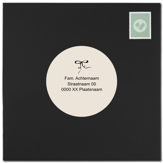 Ronde adresstickers met strik -  12 stuks