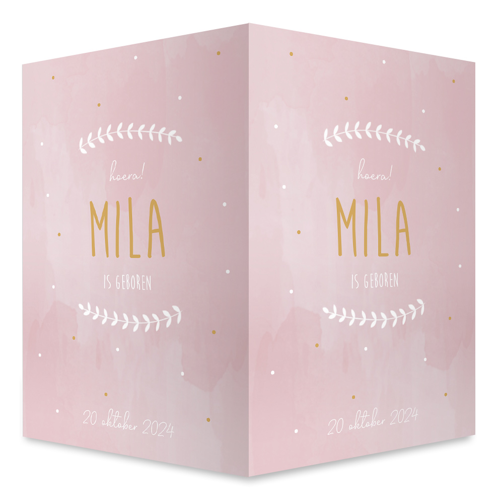 Geboortebord meisje watercolor roze stipjes