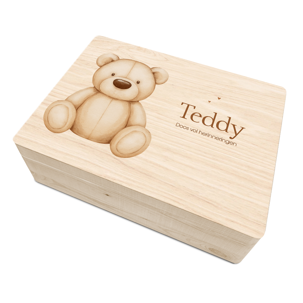 Geboorte memory box met lief teddybeertje voor een jongen of meisje