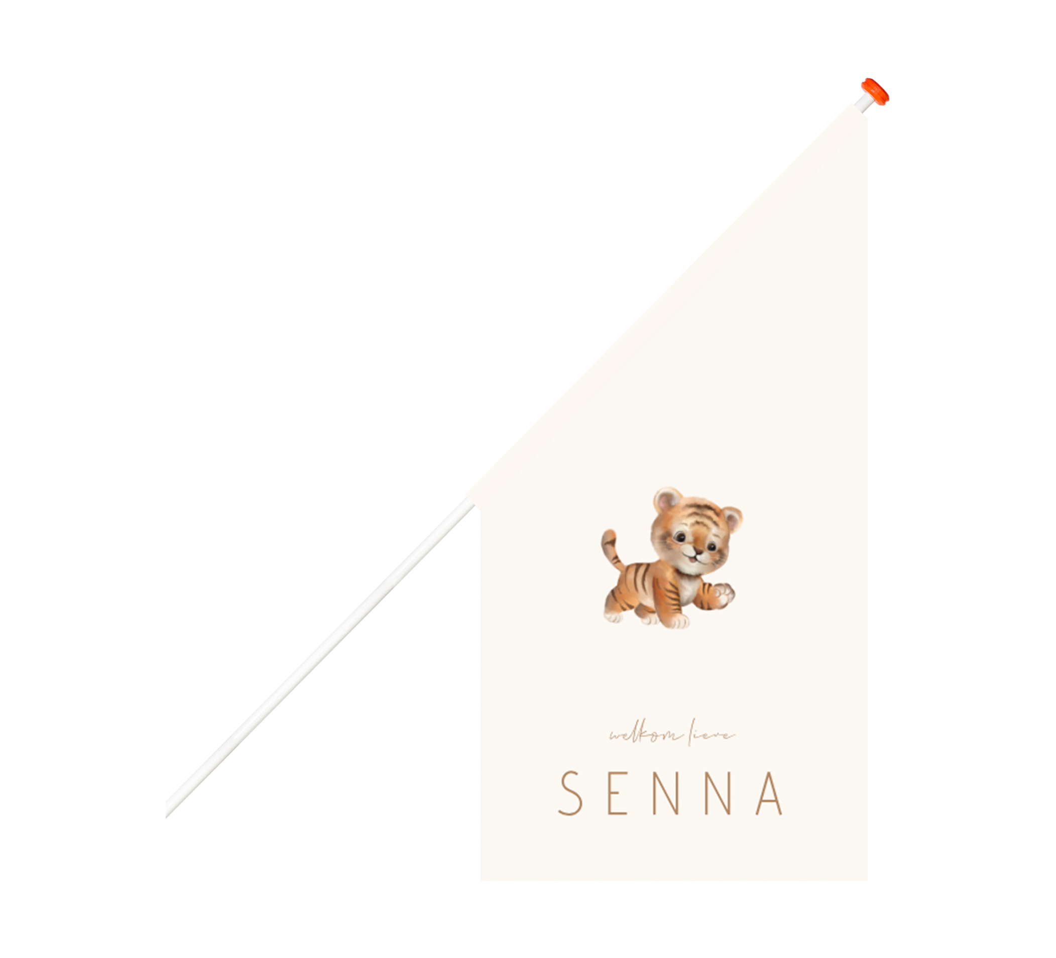 Vrolijke geboortevlag met illustratie tijgertje