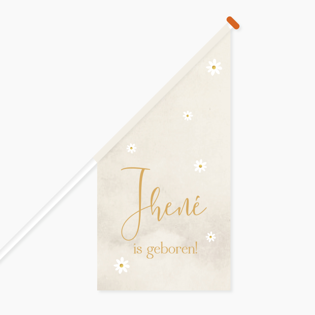 Vlag Geboorte Beige Madeliefjes Bloemetjes