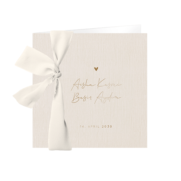 Schlichte Hochzeitskarte in rosa mit optionalem Seidenband