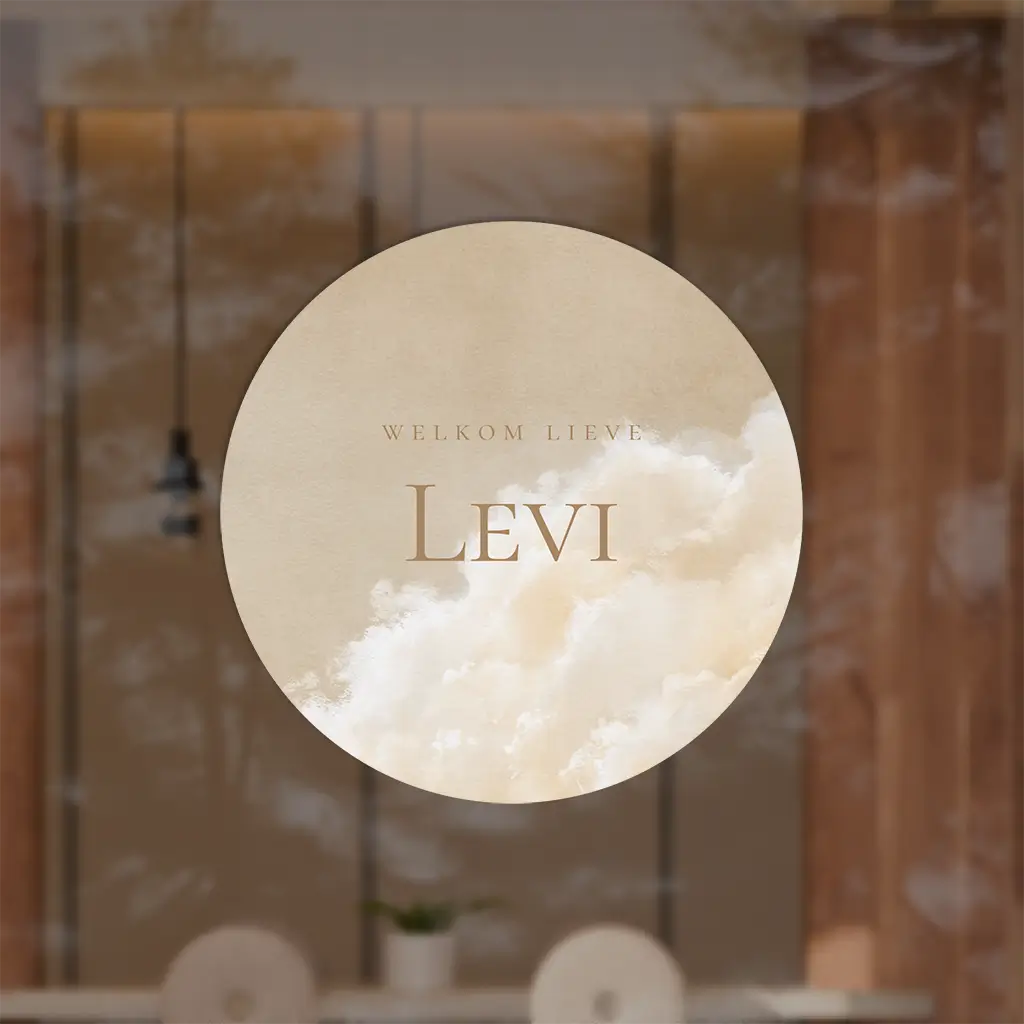 Raamsticker rond met beige wolken