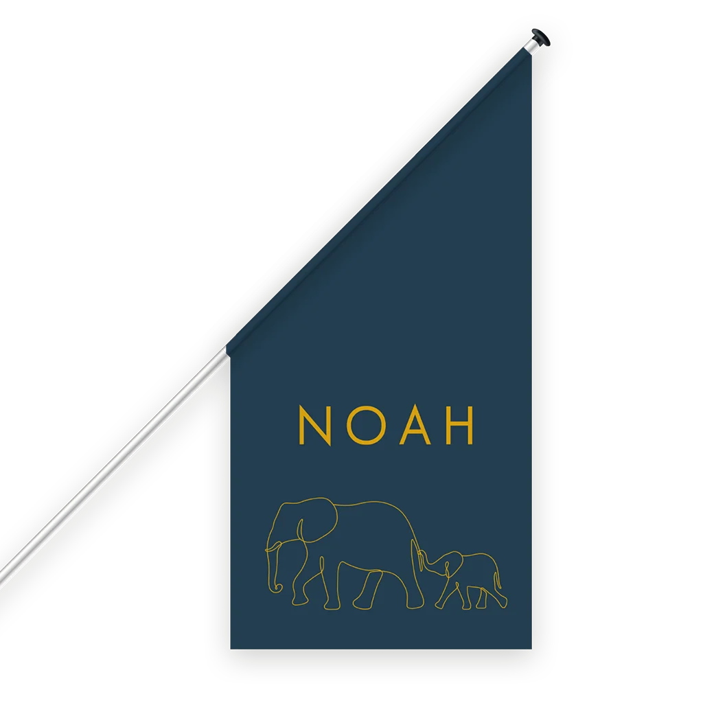 Geboortevlag met olifant one line