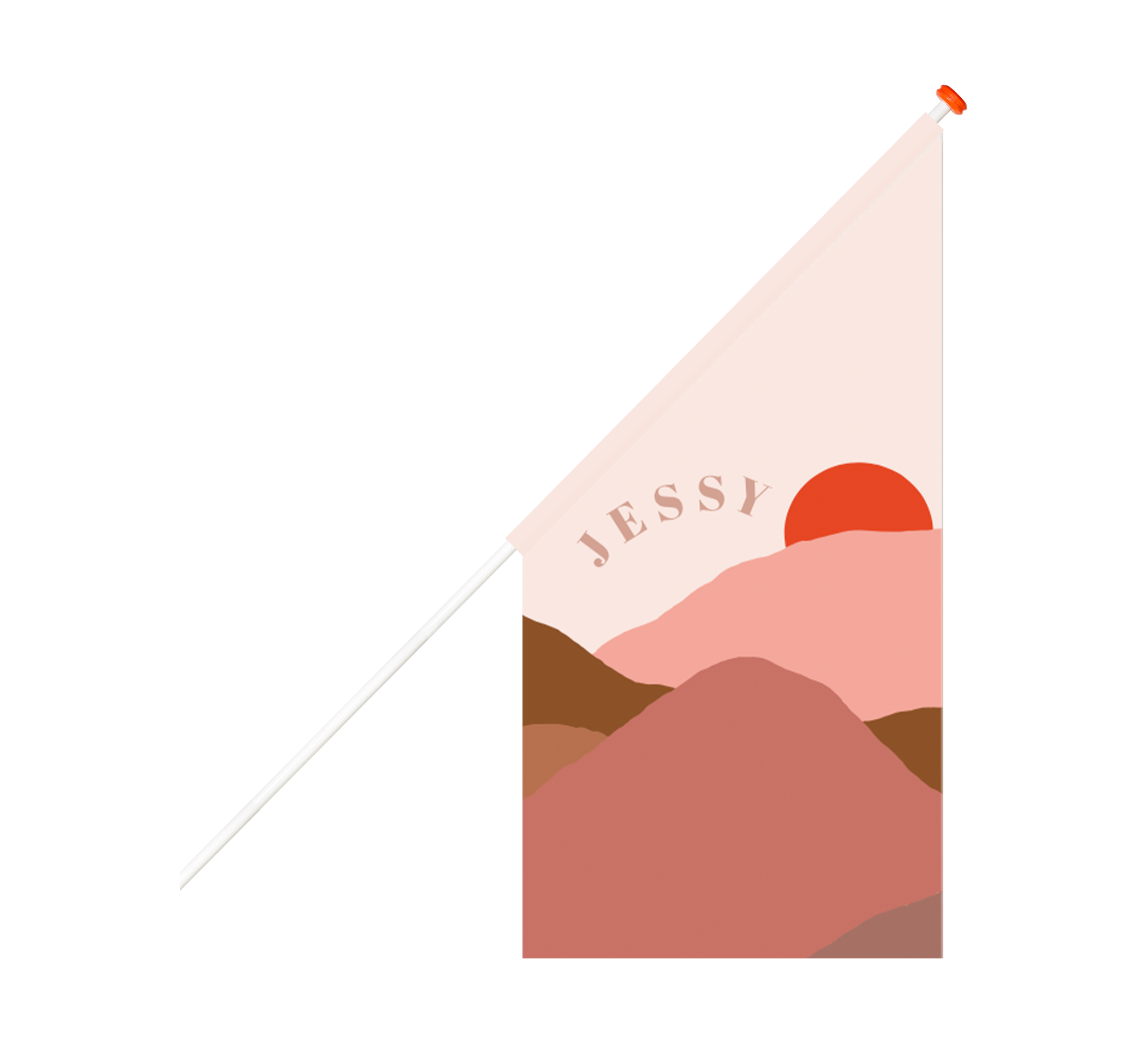 Geboortevlag met roze berglandschap