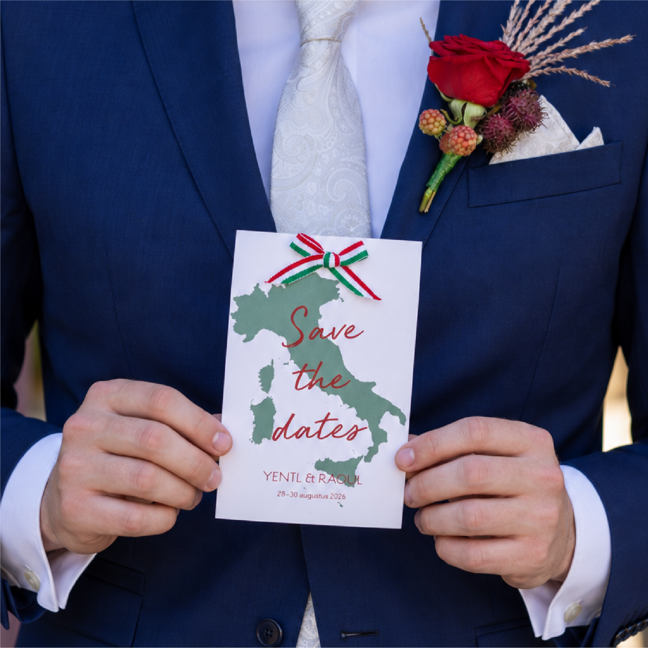 Save the date Italiaanse bruiloft gaatjes