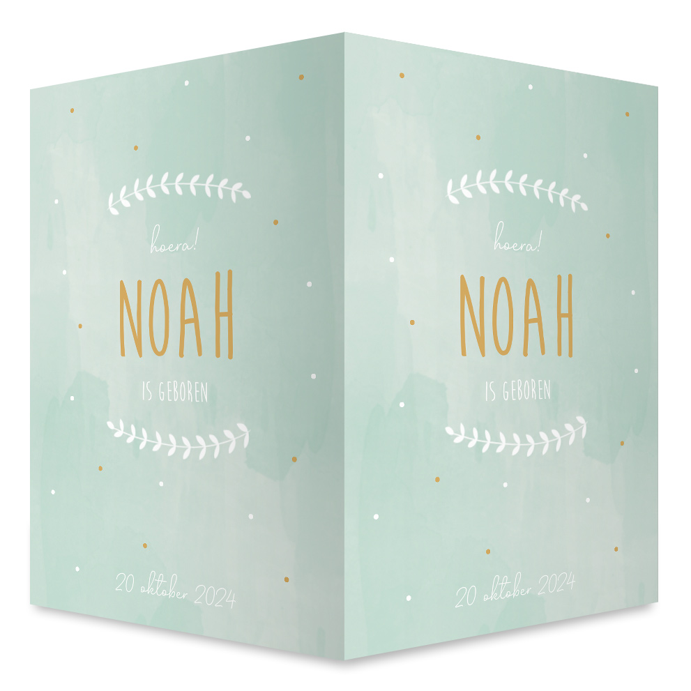 Geboortebord jongen watercolor mintgroen met stipjes