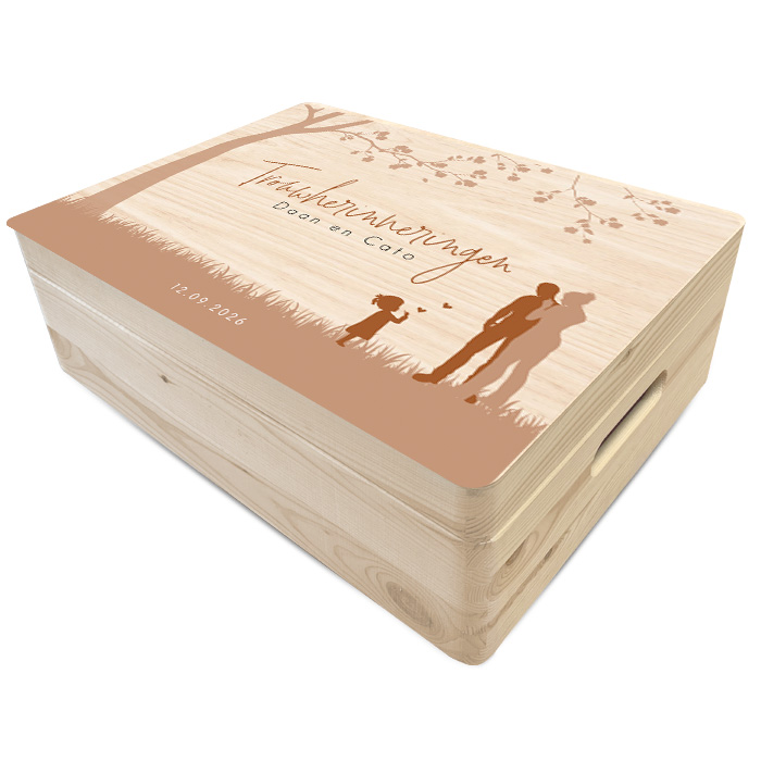 Bruiloft memorybox met silhouet van een gezin