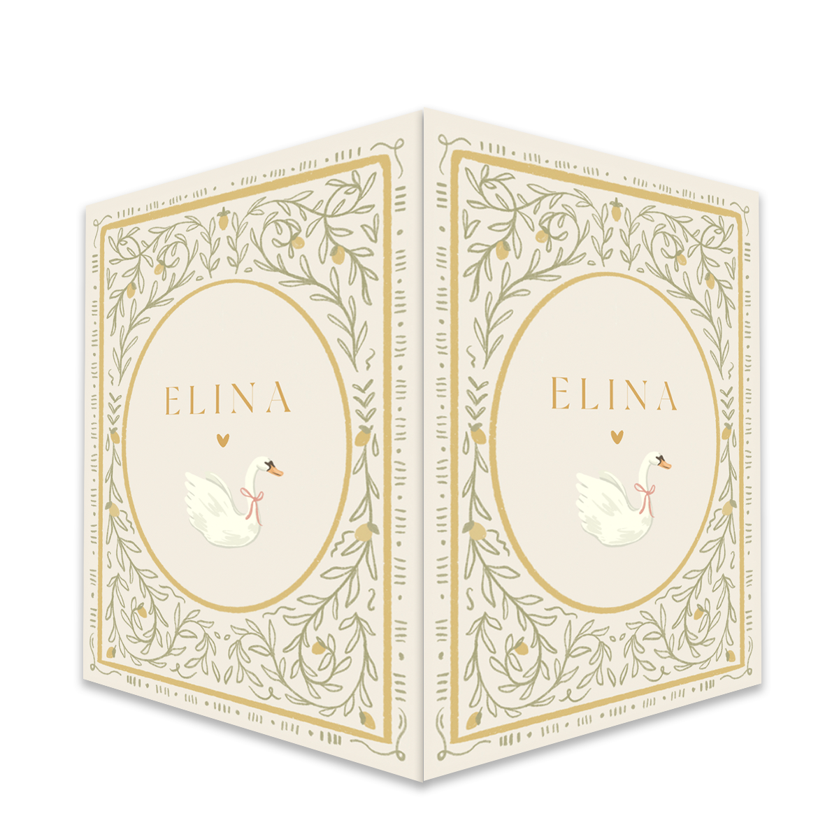 Raambord geboorte vintage botanisch met zwaan