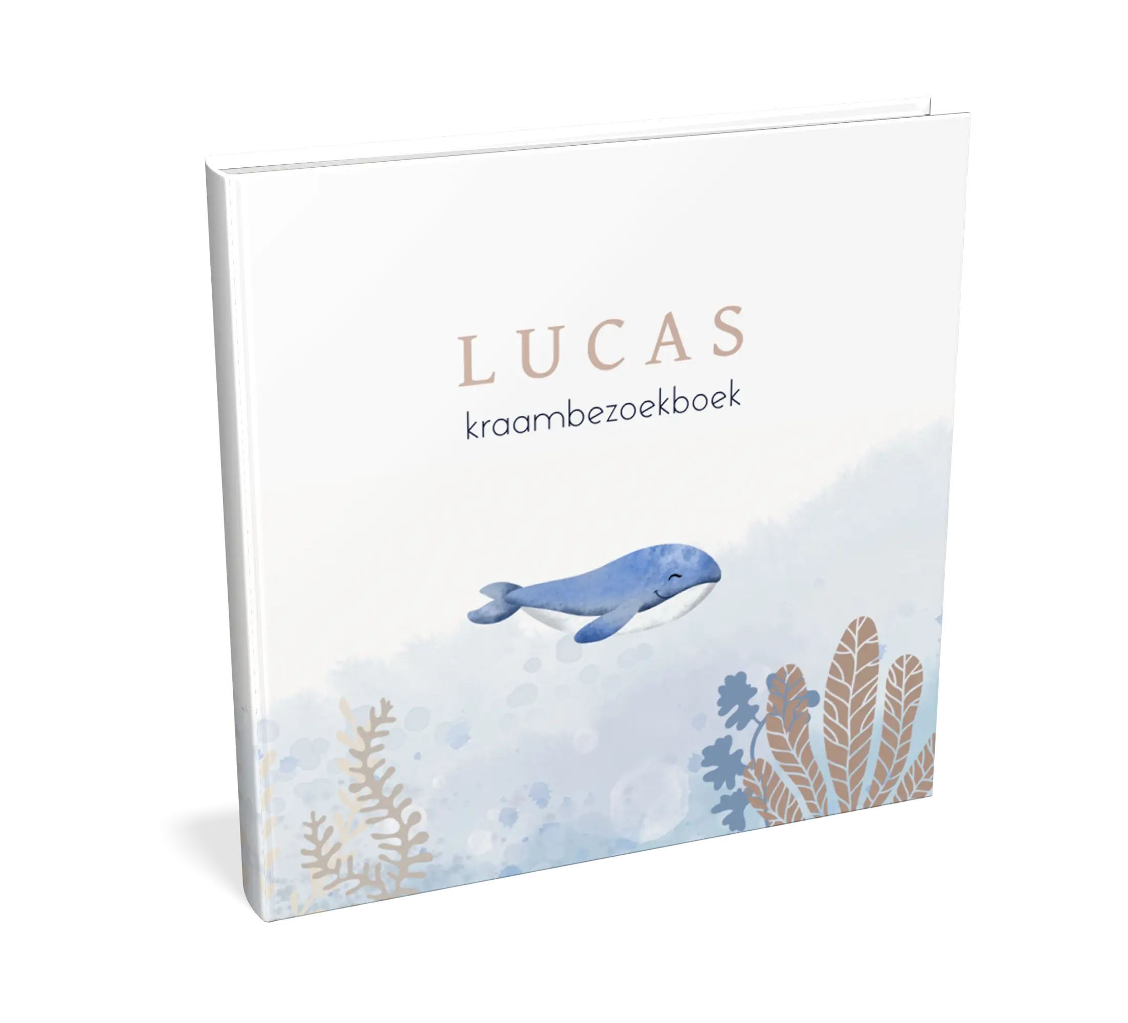 Watercolour kraambezoekboek met walvis in onderwaterwereld