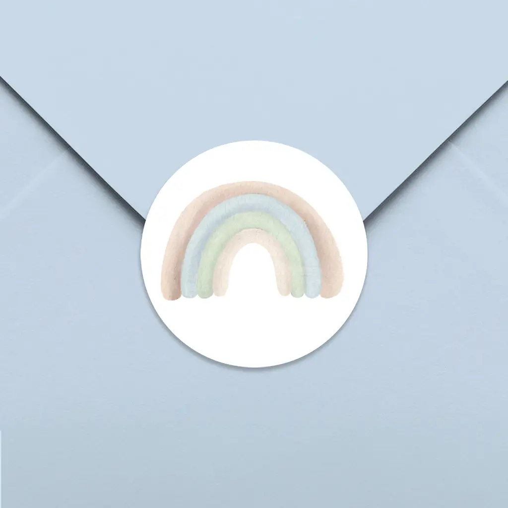 Sluitsticker met pastel regenboog - per 25 stuks