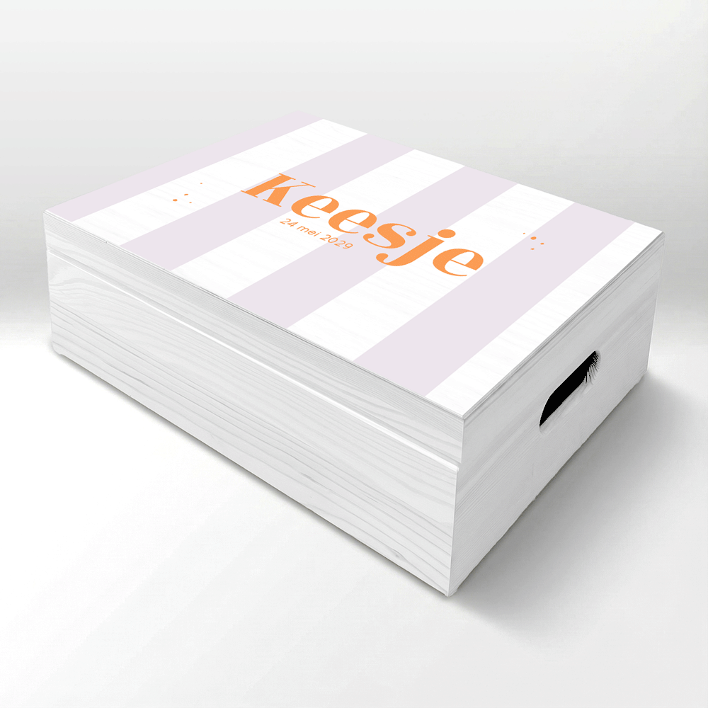 Memory box meisje | Lila gestreept met naam