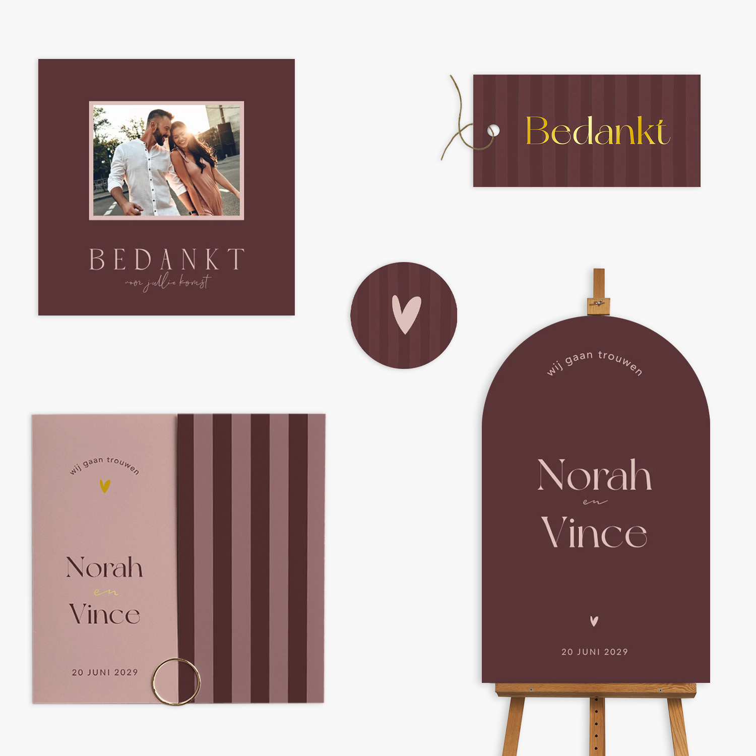 doorlink trouwkaarten set burgundy dreams