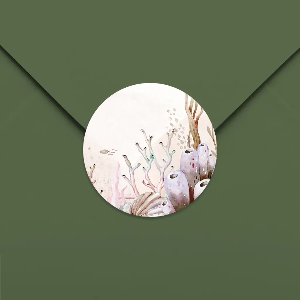 Sluitsticker pasteltinten met koraal - per 25 stuks