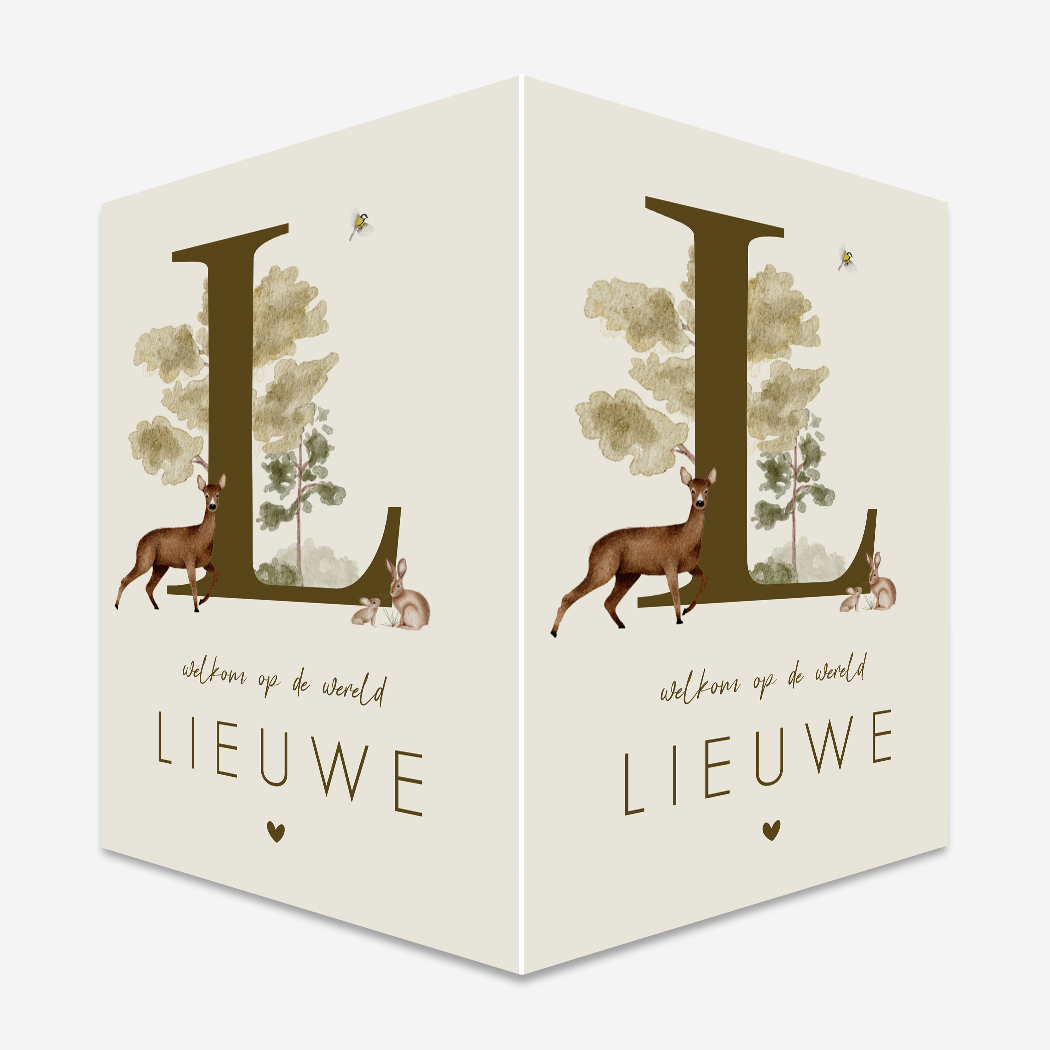 Raambord Bosdieren Waterverf Letter