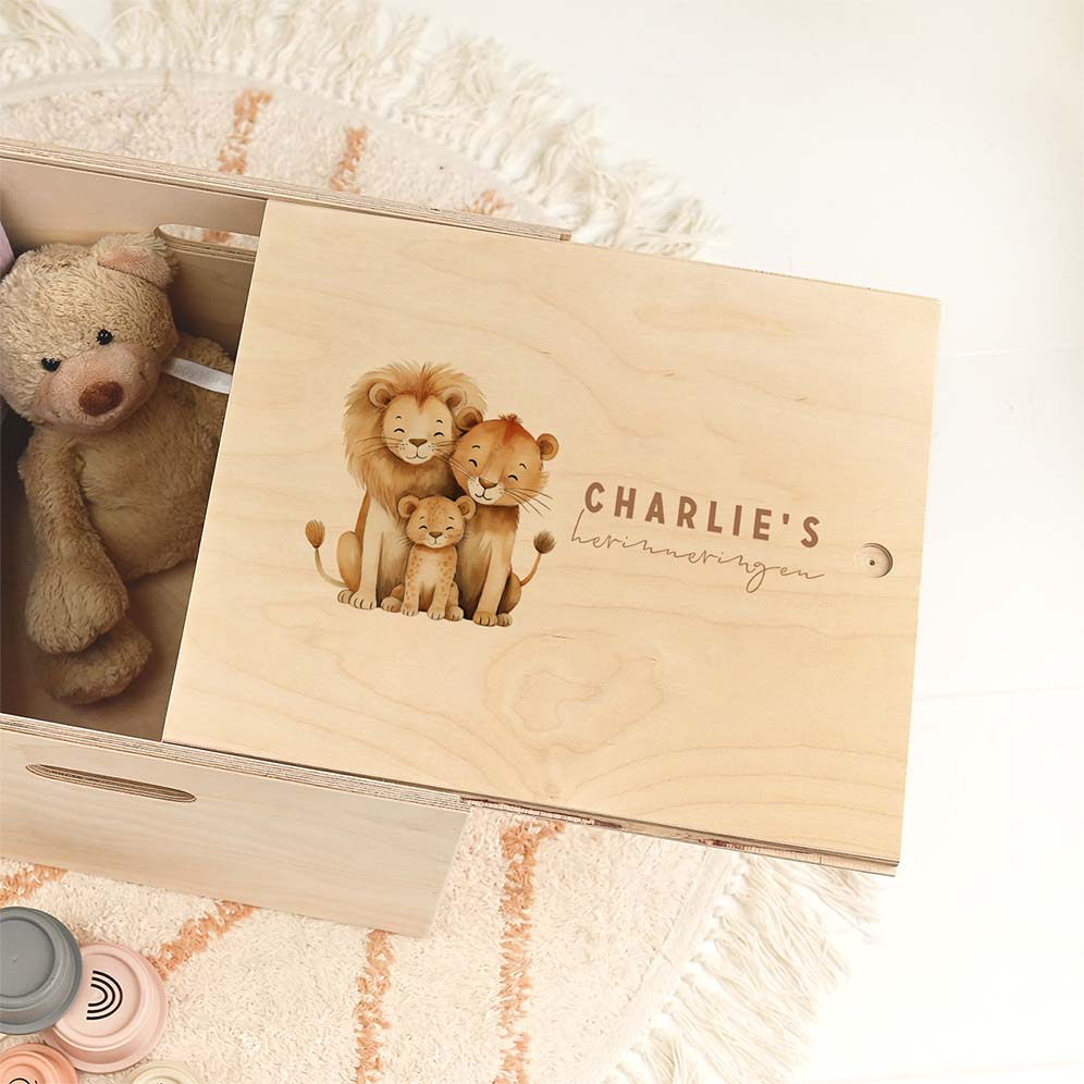 Memorybox met leeuwenfamilie