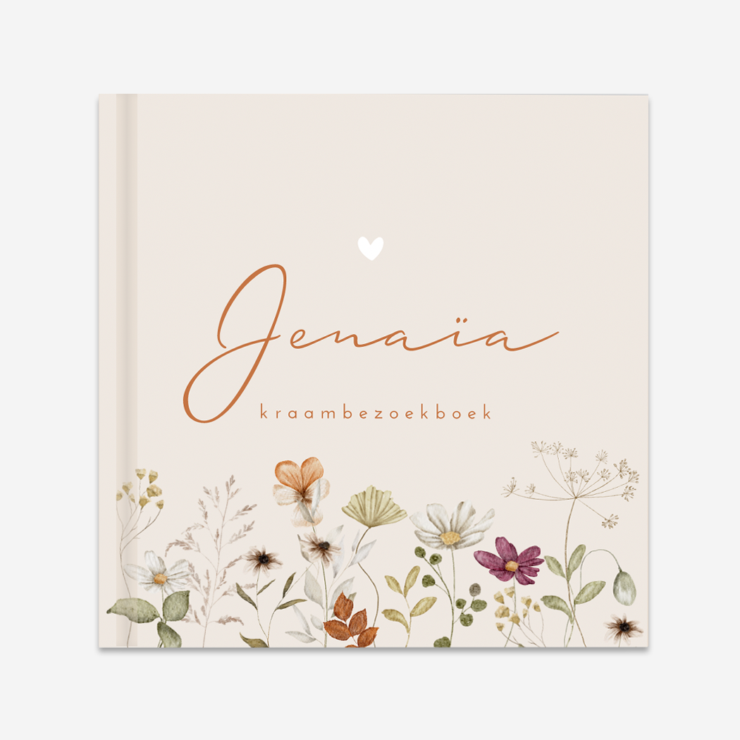 Kraambezoekboek Bloemetjes Beige Lente Vrolijk
