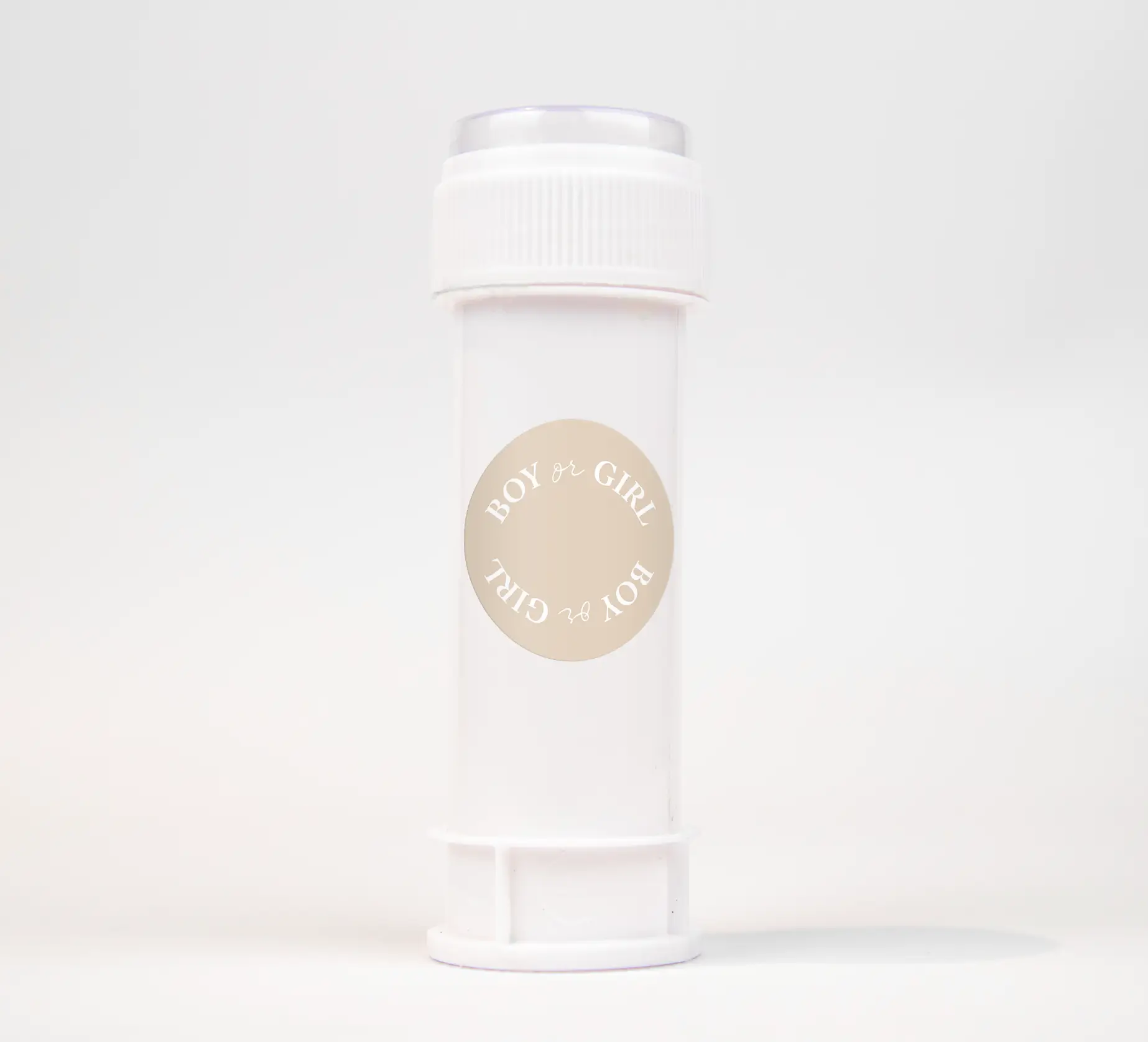 Sticker beige met tekst 'boy or girl'