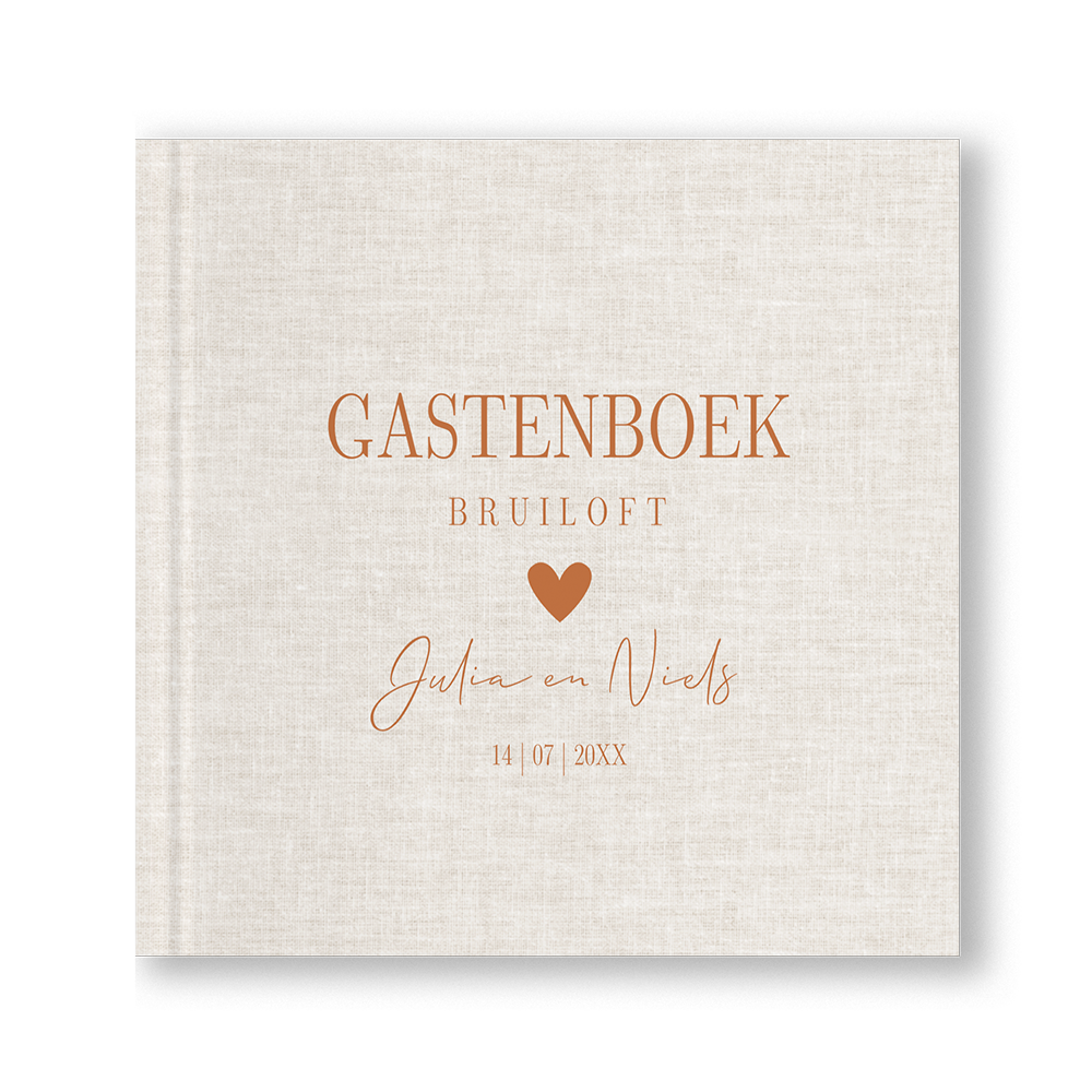 Gastenboek bruiloft linnen look