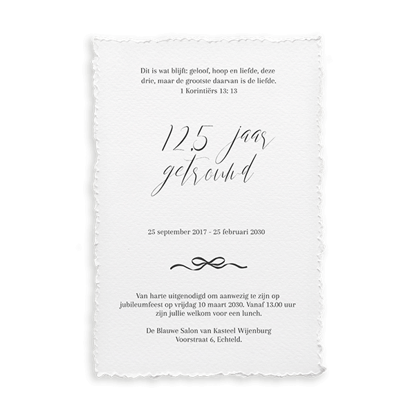 Jubileumkaart op geschepte papierstijl
