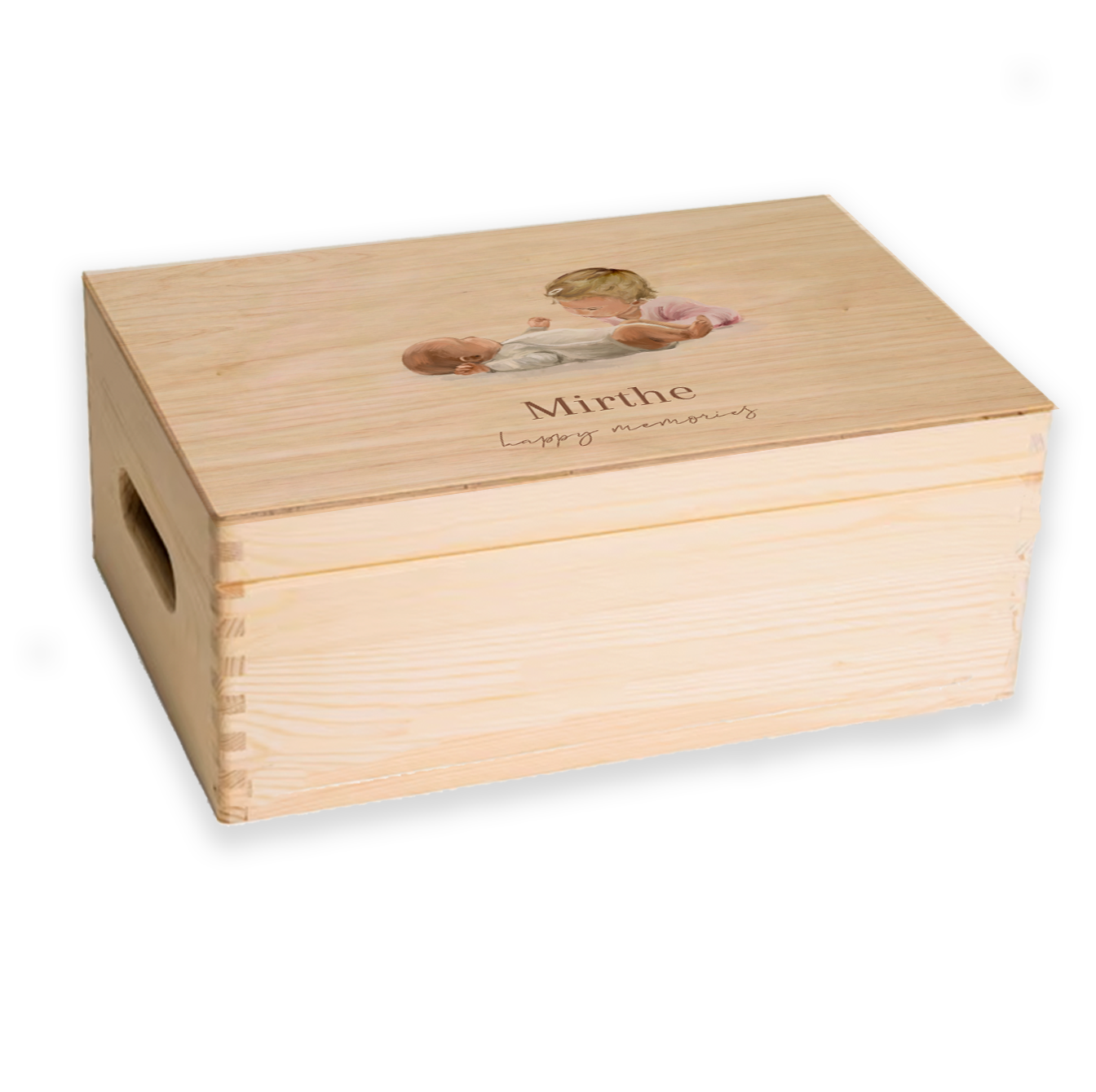 Geschilderd memorybox zusje waterverf uniek lief