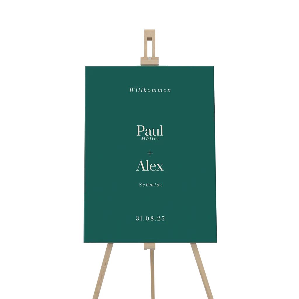 Willkommensschild waldgrün minimalistisch - Reboard-Karton