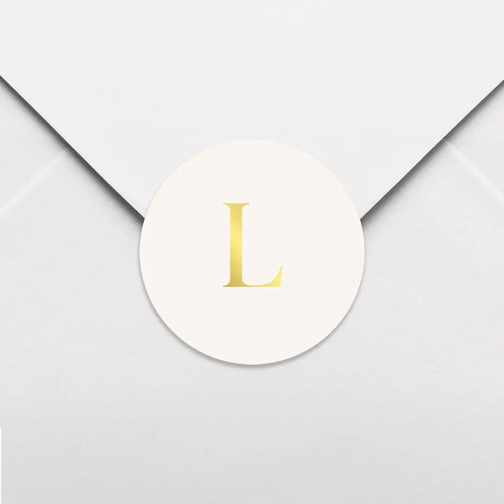 Sluitsticker met goudfolie initiaal - per vel