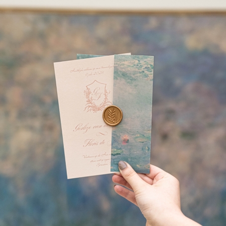 Faire-part chic, initiales élégantes I Couverture calque en option