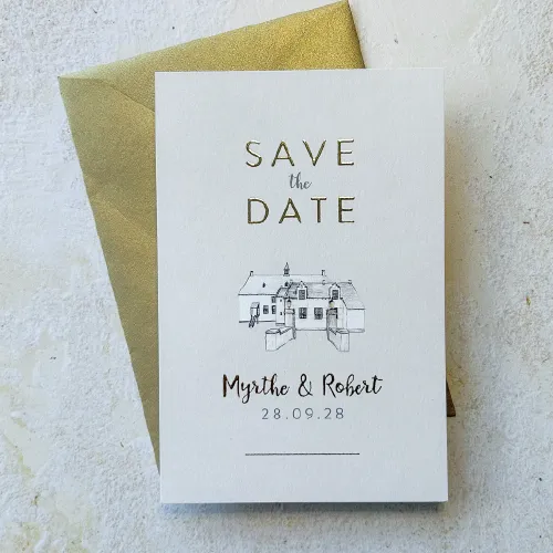 save the date illustratie trouwlocatie slot doddendael