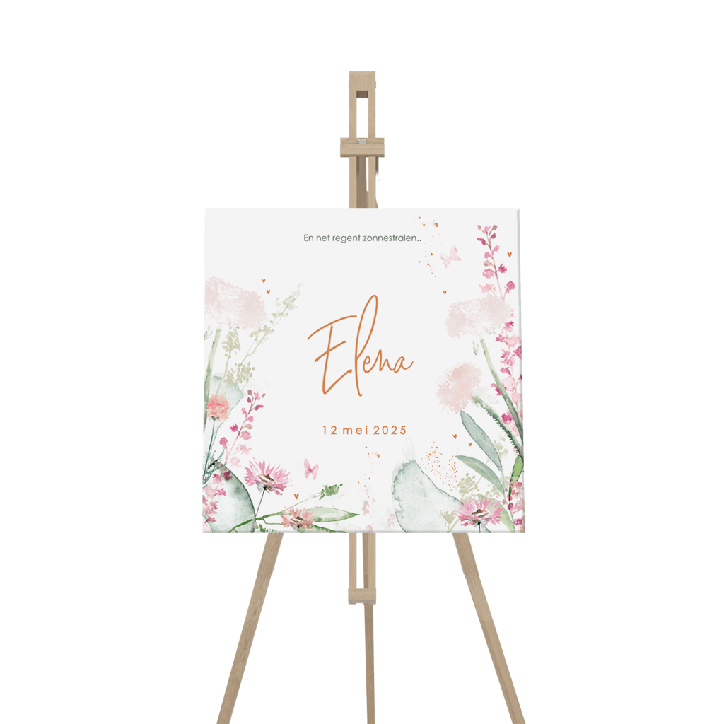 Geboorte aankondiging bloemen in watercolor