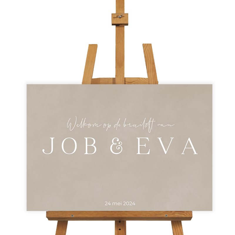 Velvetlook welkomstbord trouwen neutraal