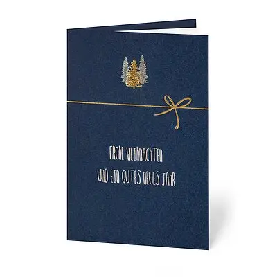 Geschäftliche Weihnachtskarte goldene Schleife in Gold- und Silberfolienprägung