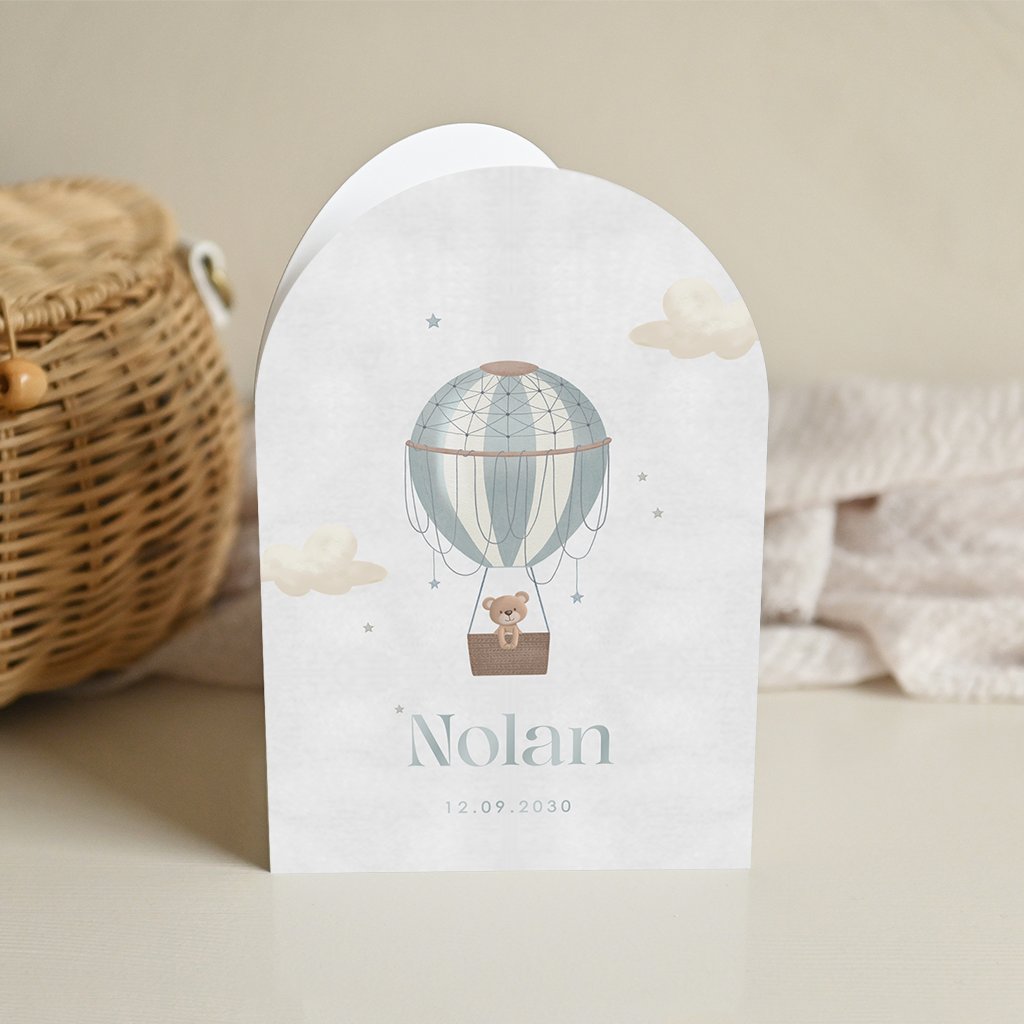 Lief dubbele boog-kaartje met luchtballon